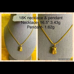 Solid 18K yellow gold necklace with pendant